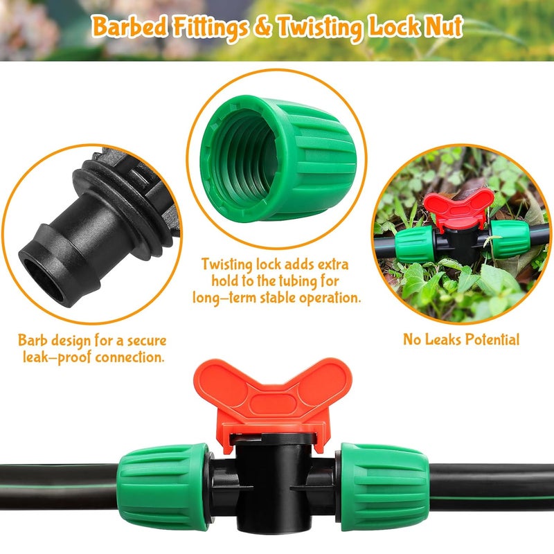 Gardrip 10 Pack Drip Irrigation Valve for 1/2 Inch Drip Tubing (1/2" ID x 0.65" OD)：1/2'' In-line Locked Barbed Ball Valve Drip Line Shut Off Valve Parts In Irrigation System for Garden - Image 4